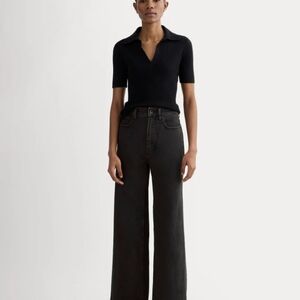 Everlane Black High-Rise Wide-Leg Jeans